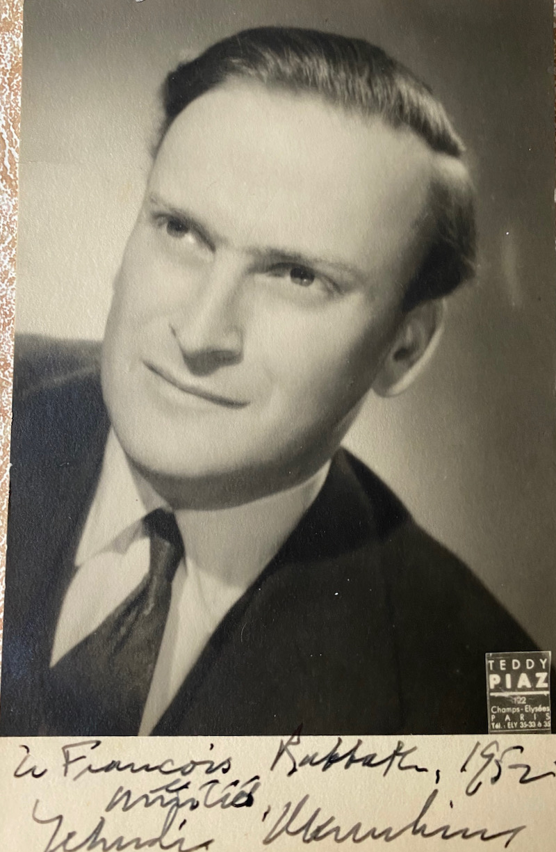 Yehudi Menuhin autographed photo signed to Fran&ccedil;ois
